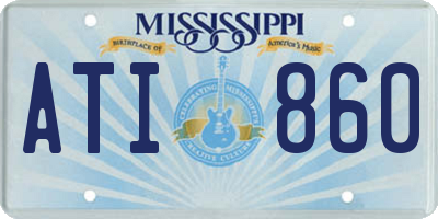 MS license plate ATI860