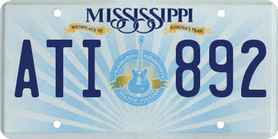 MS license plate ATI892