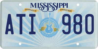MS license plate ATI980