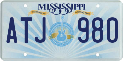 MS license plate ATJ980