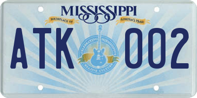 MS license plate ATK002
