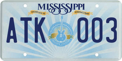MS license plate ATK003