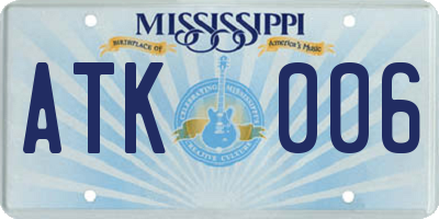 MS license plate ATK006