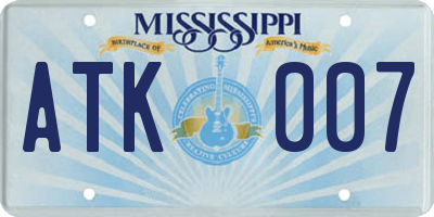 MS license plate ATK007