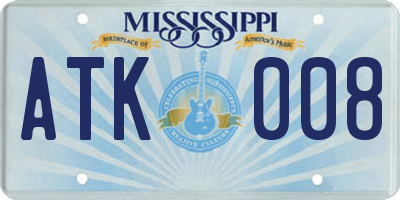 MS license plate ATK008