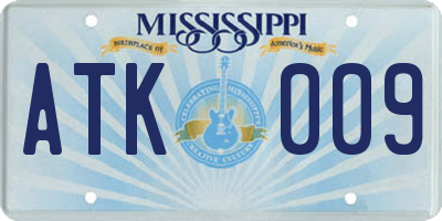 MS license plate ATK009