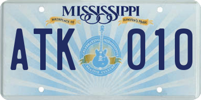 MS license plate ATK010