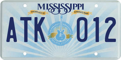 MS license plate ATK012