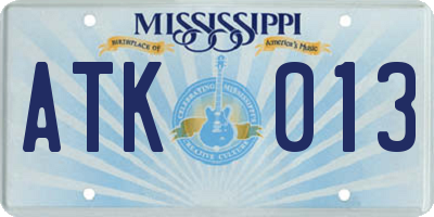 MS license plate ATK013