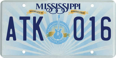 MS license plate ATK016