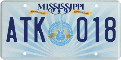 MS license plate ATK018