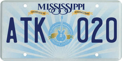 MS license plate ATK020