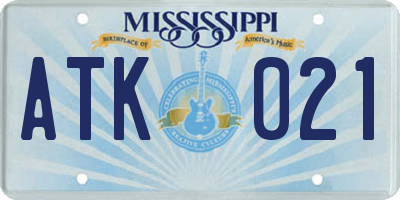 MS license plate ATK021