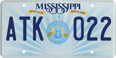 MS license plate ATK022