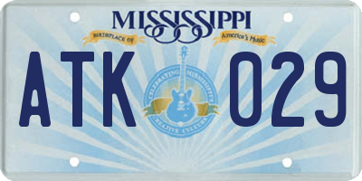 MS license plate ATK029