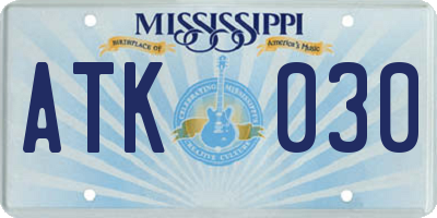 MS license plate ATK030