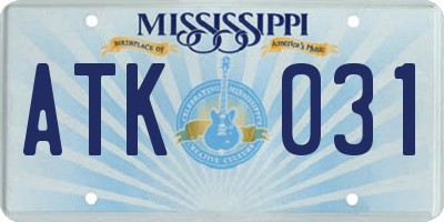 MS license plate ATK031