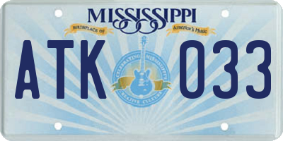 MS license plate ATK033