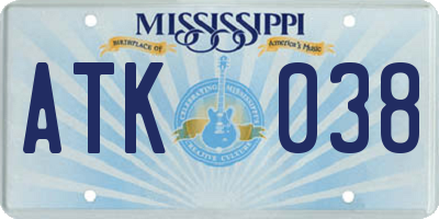 MS license plate ATK038
