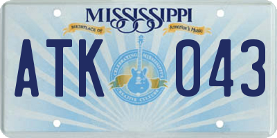 MS license plate ATK043