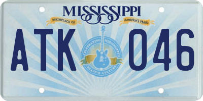 MS license plate ATK046
