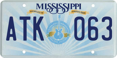 MS license plate ATK063