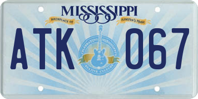 MS license plate ATK067