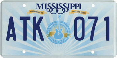 MS license plate ATK071