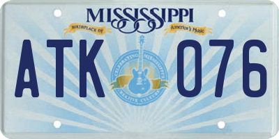 MS license plate ATK076