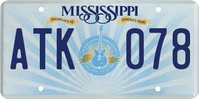 MS license plate ATK078