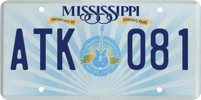 MS license plate ATK081