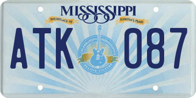 MS license plate ATK087