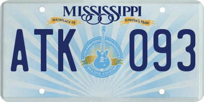 MS license plate ATK093