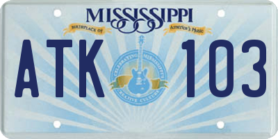 MS license plate ATK103