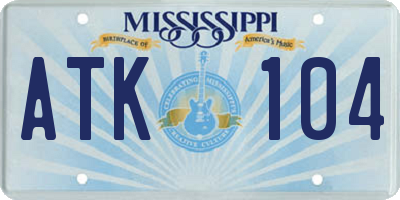 MS license plate ATK104