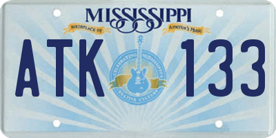 MS license plate ATK133