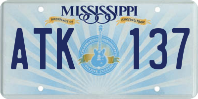 MS license plate ATK137