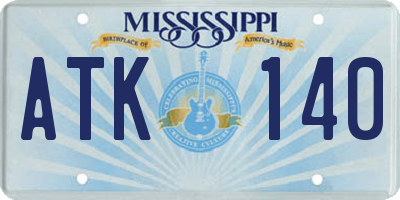 MS license plate ATK140