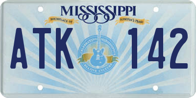MS license plate ATK142