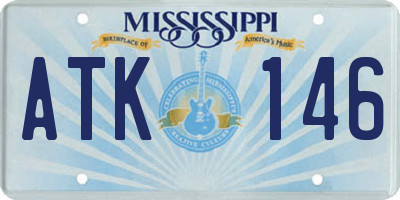 MS license plate ATK146