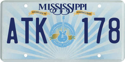 MS license plate ATK178