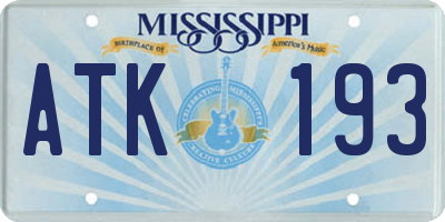 MS license plate ATK193