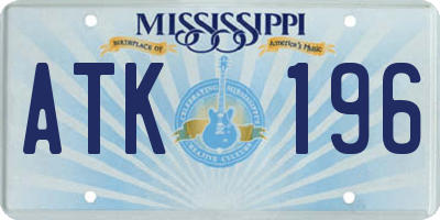 MS license plate ATK196