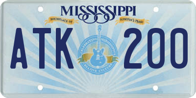 MS license plate ATK200
