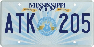 MS license plate ATK205