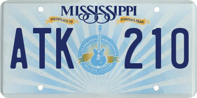MS license plate ATK210