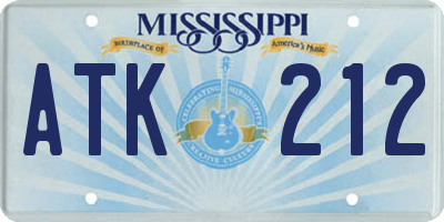MS license plate ATK212