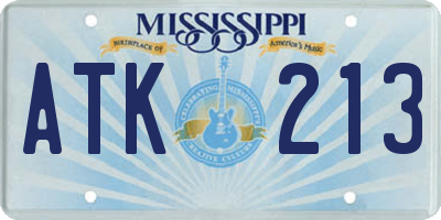 MS license plate ATK213