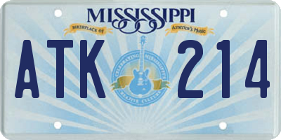 MS license plate ATK214