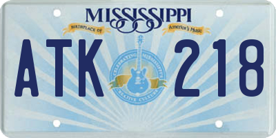 MS license plate ATK218